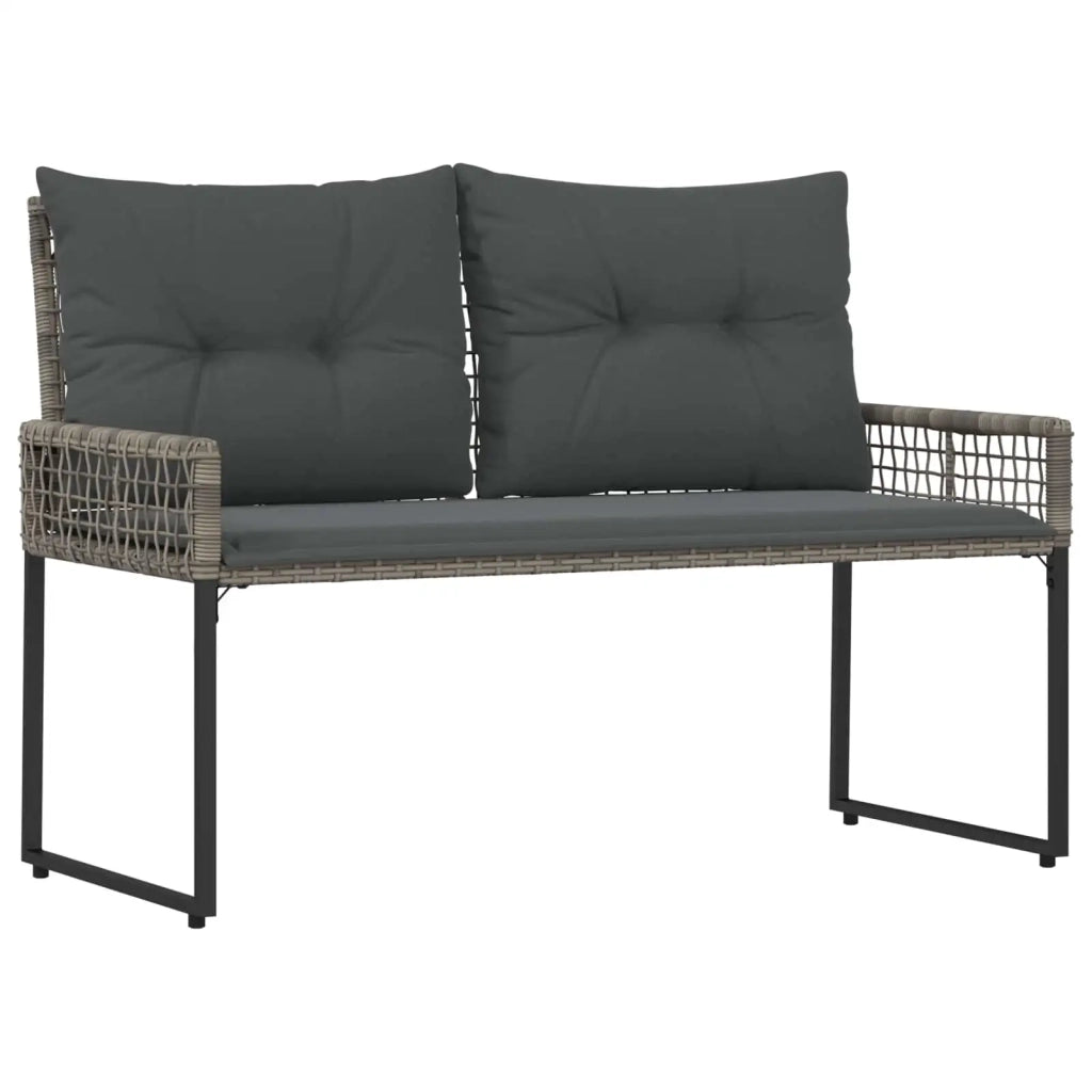 Panchina da esterno Grigio 118 x 55 x 82 cm Rattan PE e Tessuto