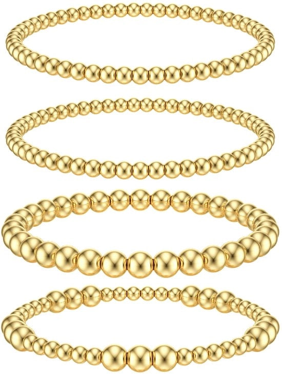 Bracciale per polso con palline regolabili - Set di 4 pezzi - Finitura lussuosa - Materiale ipoallergenico