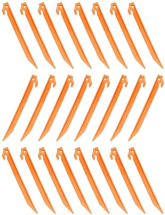 Stake per foro 24 pezzi 230 mm - Plastica - Solida e robusta - Staffa antiscivolo - Per camping e giardino - Avvertenza di sicurezza per l'uso - Punti di ancoraggio