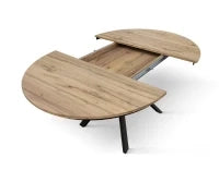 PAZZO DESIGN Tavolo Allungabile con Gambe Incrociate rotondo, Made in Italy, Basamento Nero, Rovere rustico