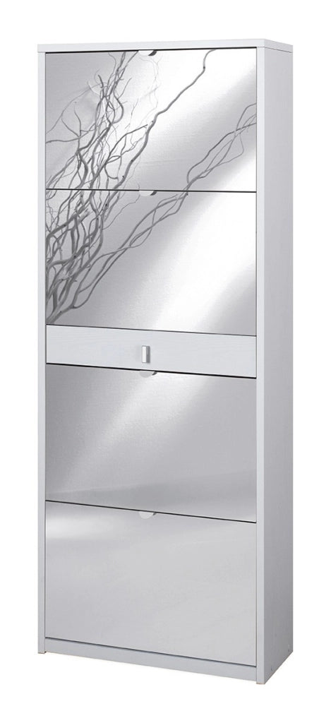 KIT SCARPIERA SPECCHIO ANTE A RIBALTA H164 L63 P29 Cm FINITURA BIANCO FIAMMATO SARMOG Sk569spk