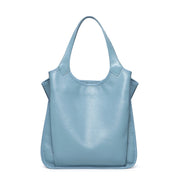 Borsa da donna alla moda in vera pelle, colore blu.