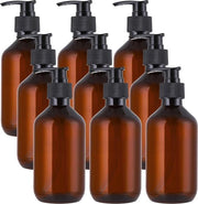 Dispenser di sapone in plastica colore ambra senza pompa Flessa riutilizzabile e riempibile per sapone liquido Dispenser di sapone per shampoo Dispenser di gel doccia Dispenser di sapone per mani Liquido 9 pezzi