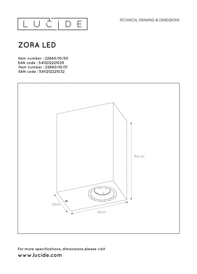 Applique esterna Lucide Zora 2xGU10 5W 3000K IP44 bianca