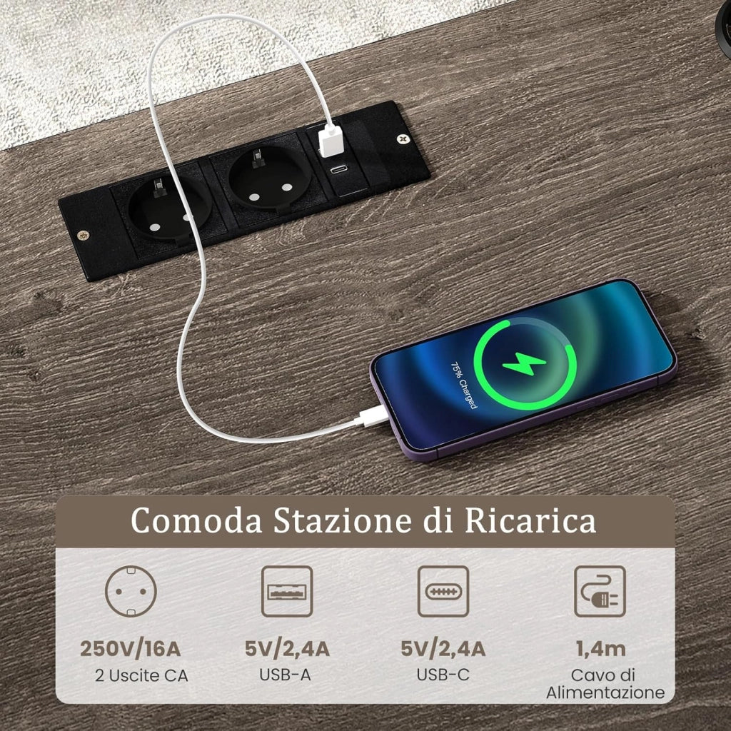 Scrivania ad Angolo a Forma di L, Scrivania per Studio in Legno con 2 Cassetti, Tavolo per computer per Ufficio Studio, 168 x 168 x 76 cm (Grigio)