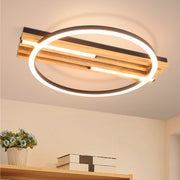 ZMH Lampada da Soffitto LED Legno 24W 38cm Luce Calda Nero Anello Moderna per Camera da Letto Soggiorno