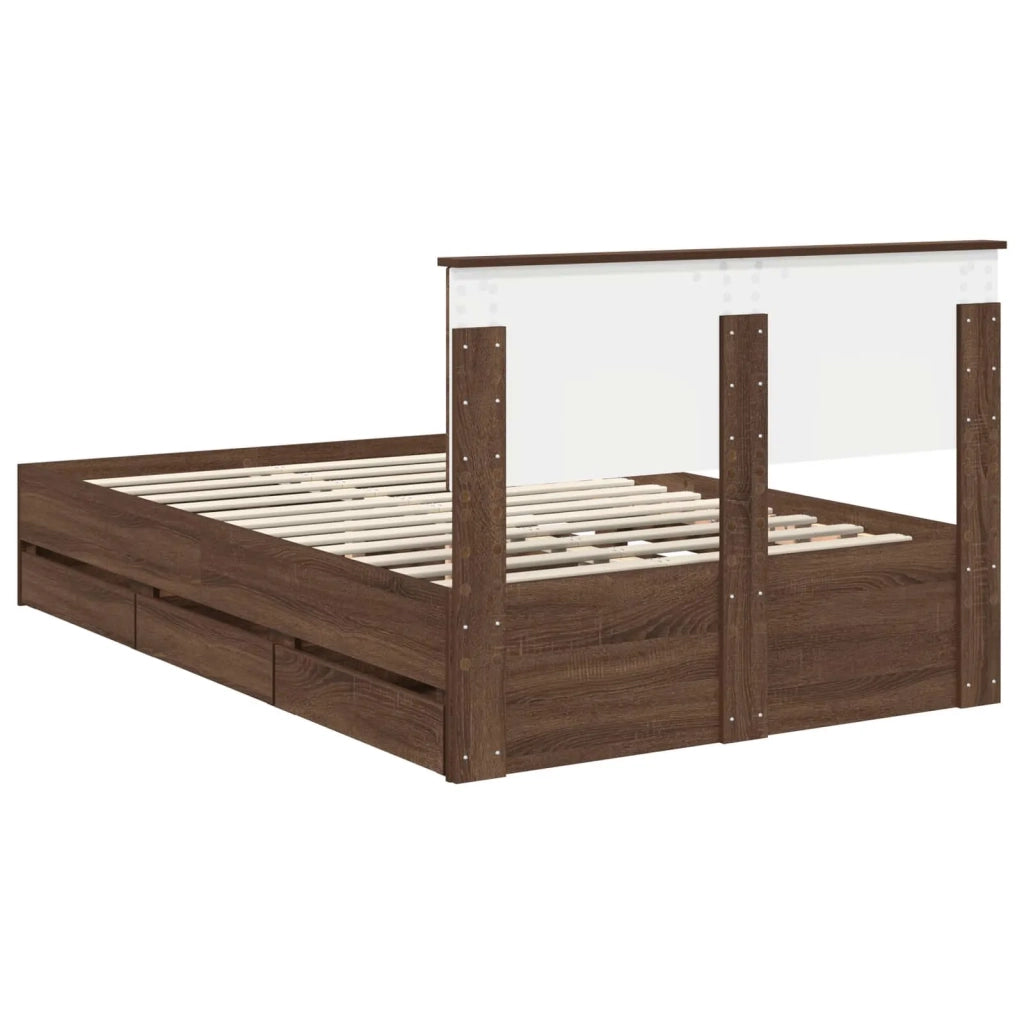 Struttura del letto con cassetto Rovere Marrone 120 x 190 cm