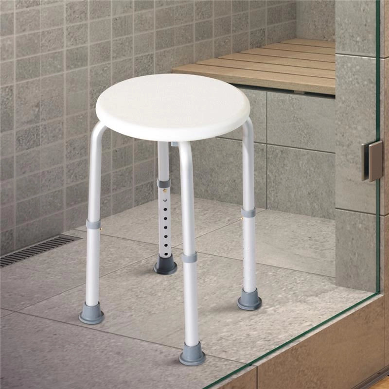 SGABELLO PER DOCCIA BAGNO ALTEZZA REGOLABILE ANTISCIVOLO, BIANCO
