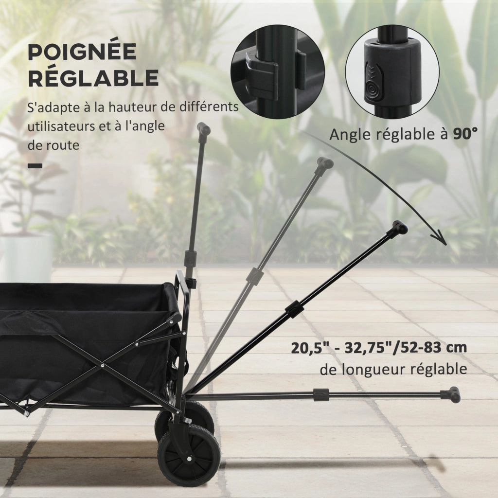Carrello da Giardino Pieghevole 4 Ruote ¨C zephmum ¨C Nero