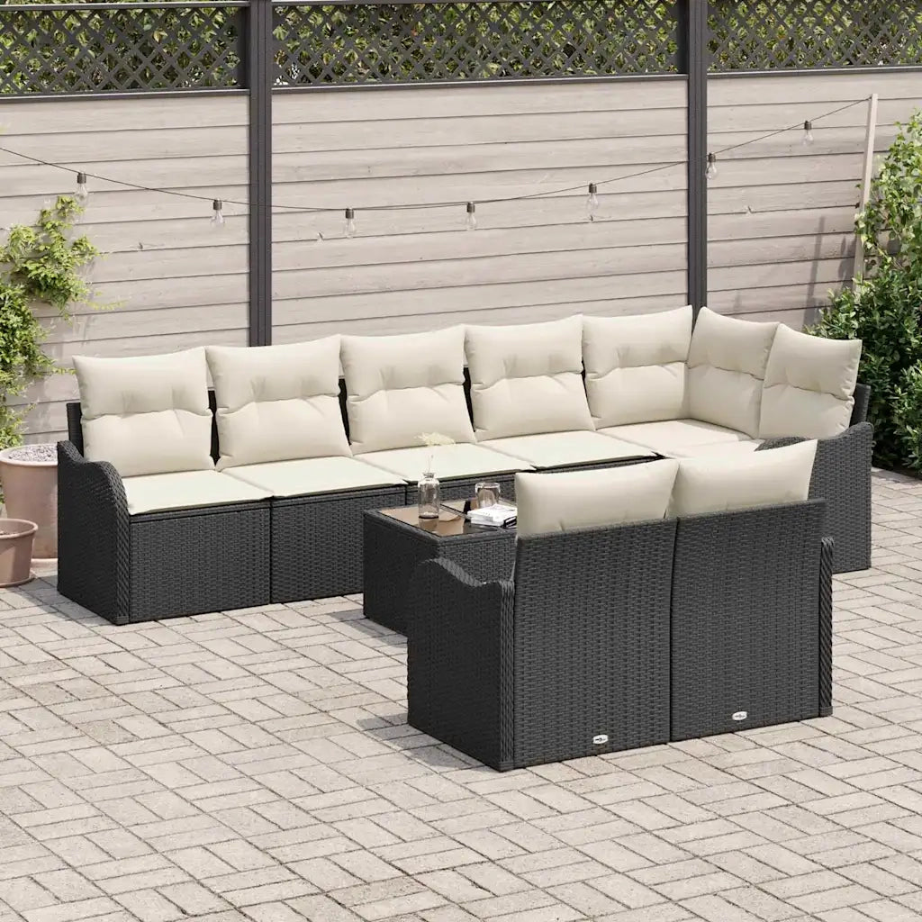 Set Divano da Giardino Nero polyrattan 3345757