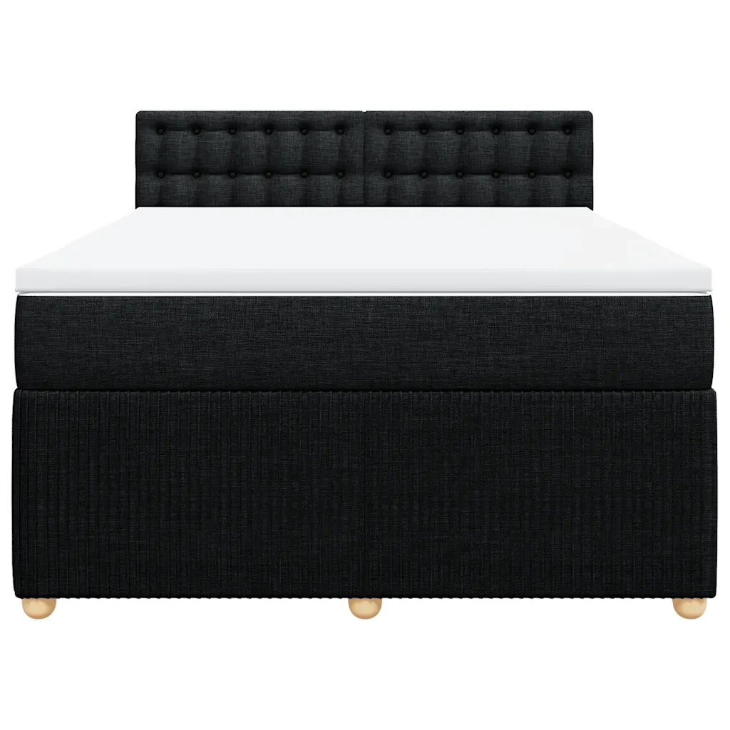 Giroletto a Molle con Materasso Nero 160x200 cm in Tessuto