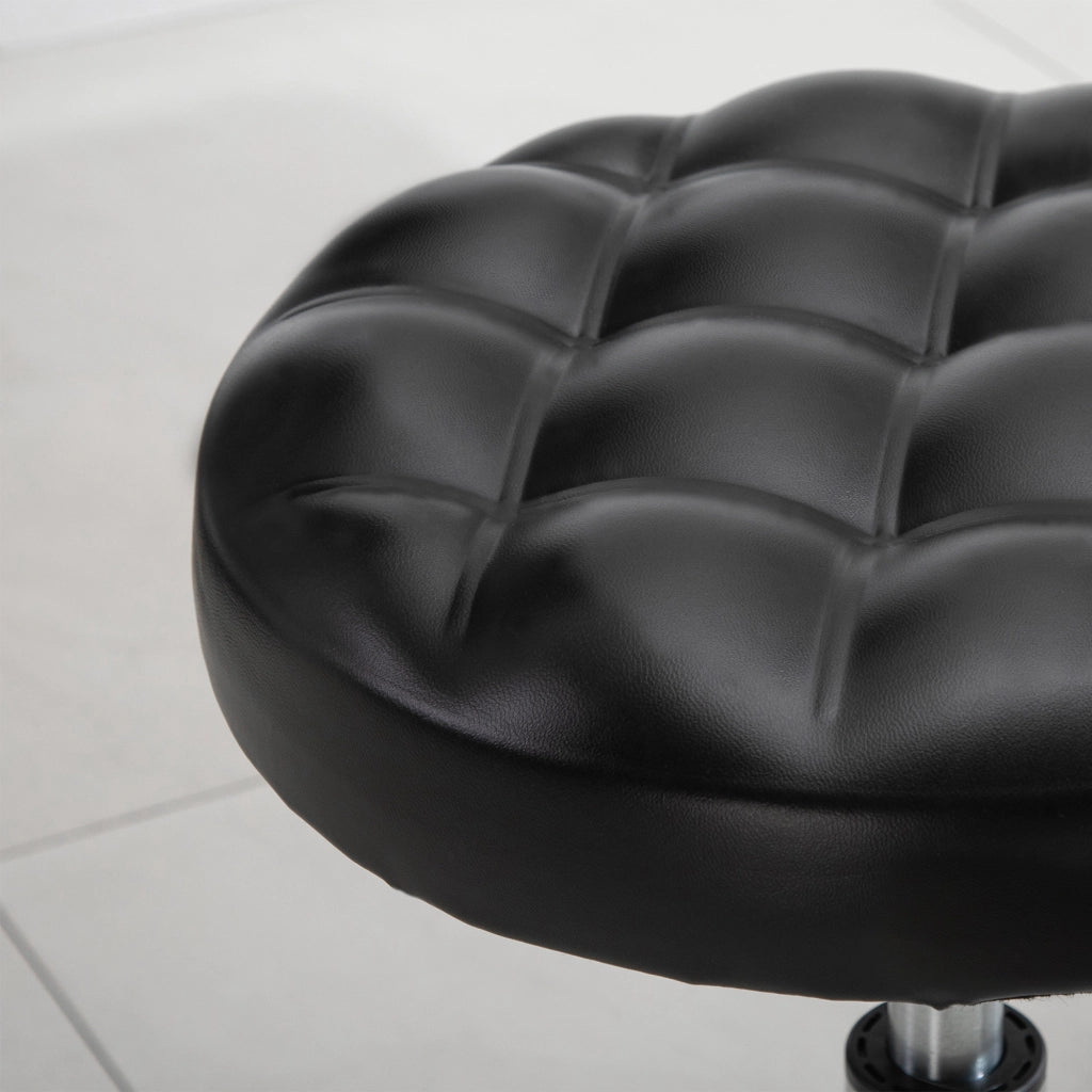 Sgabello Regolabile con 5 Ruote ¨C zephmum ¨C Acciaio, Gommapiuma e Pelle PU, §¶48x47-59cm