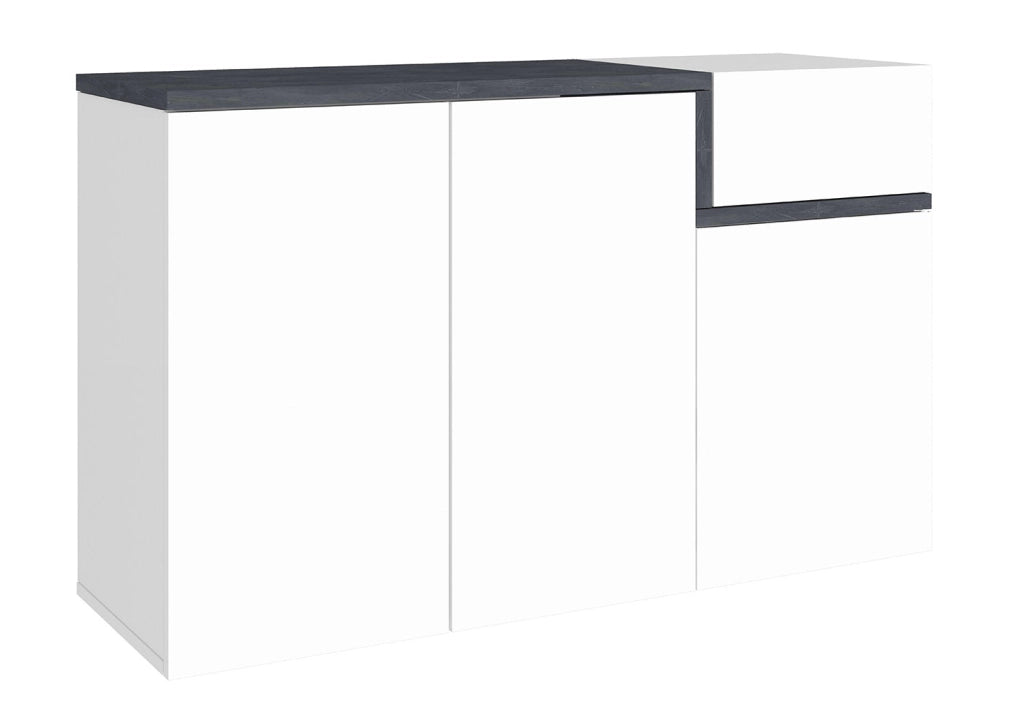 Scarpiera 3 Ante Battenti 1 Antina a Ribalta 120x40x80,1 cm Zet Bianco Lucido e Ardesia