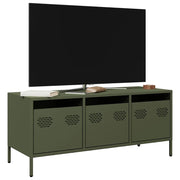 Mobile TV-Credenza per TV-Console TV Verde Oliva 101,5x39x43,5cm Acciaio Laminato a Freddo 854692