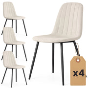 Set di 4 Sedie in velluto trapuntate LUMO Beige gambe nere