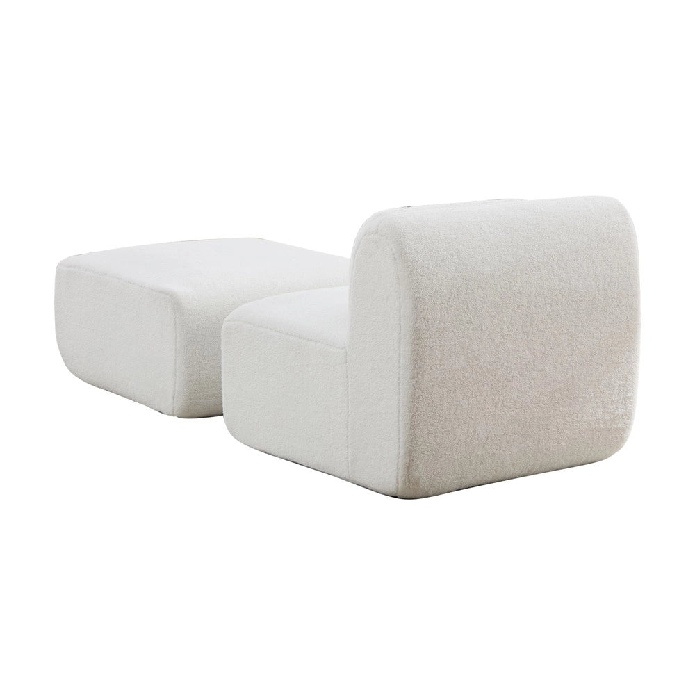 Divano Modulare in Tessuto Chenille ¨C MINIMAL ¨C Avorio, Morbido, Antiscivolo