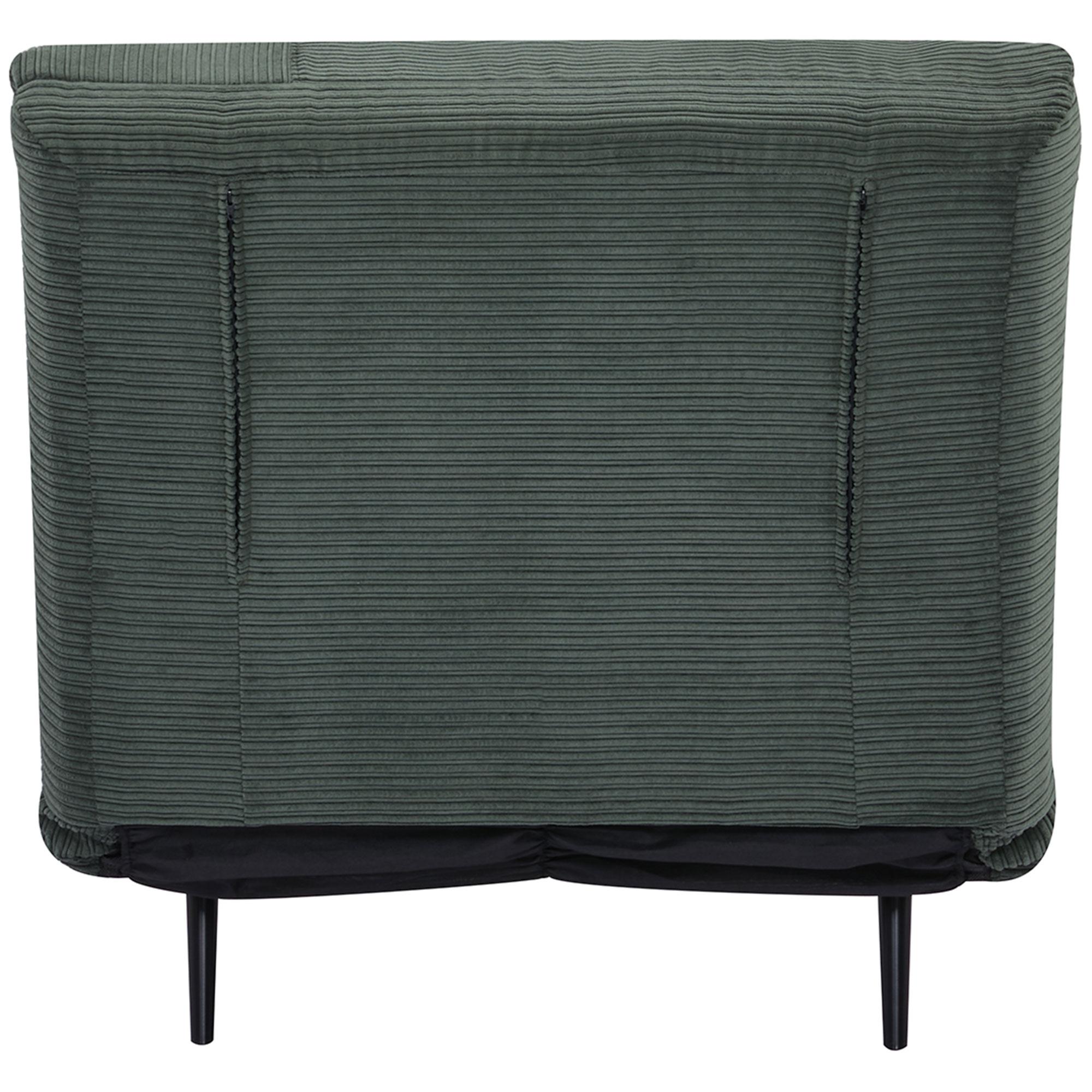 Poltrona Letto Singolo Trasformabile 82x89x83 cm in Legno e Acciaio Tessuto Velluto a Coste Verde