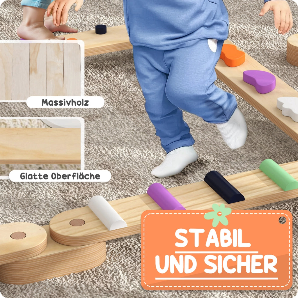 Set per Bambini con Trave di Equilibrio in Legno ¨C Zephmum ¨C 3-8 Anni