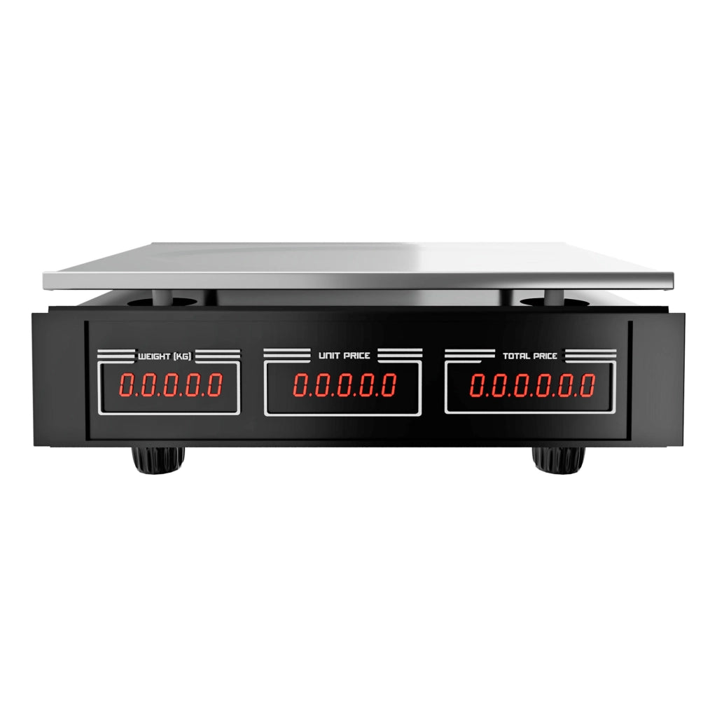 Adalat 88 - Bilancia Elettronica Commerciale a Batteria Ricaricabile da Banco 40Kg Piatto in Acciaio 33x24 cm e Schermo LCD