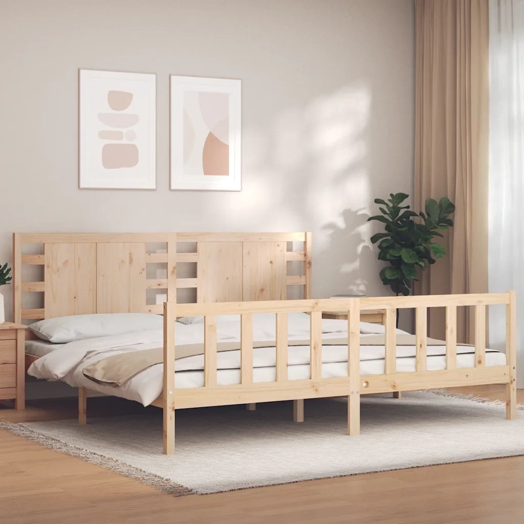 Giroletto senza Materasso-Struttura Letto 200x200 cm in Legno Massello di Pino 424550