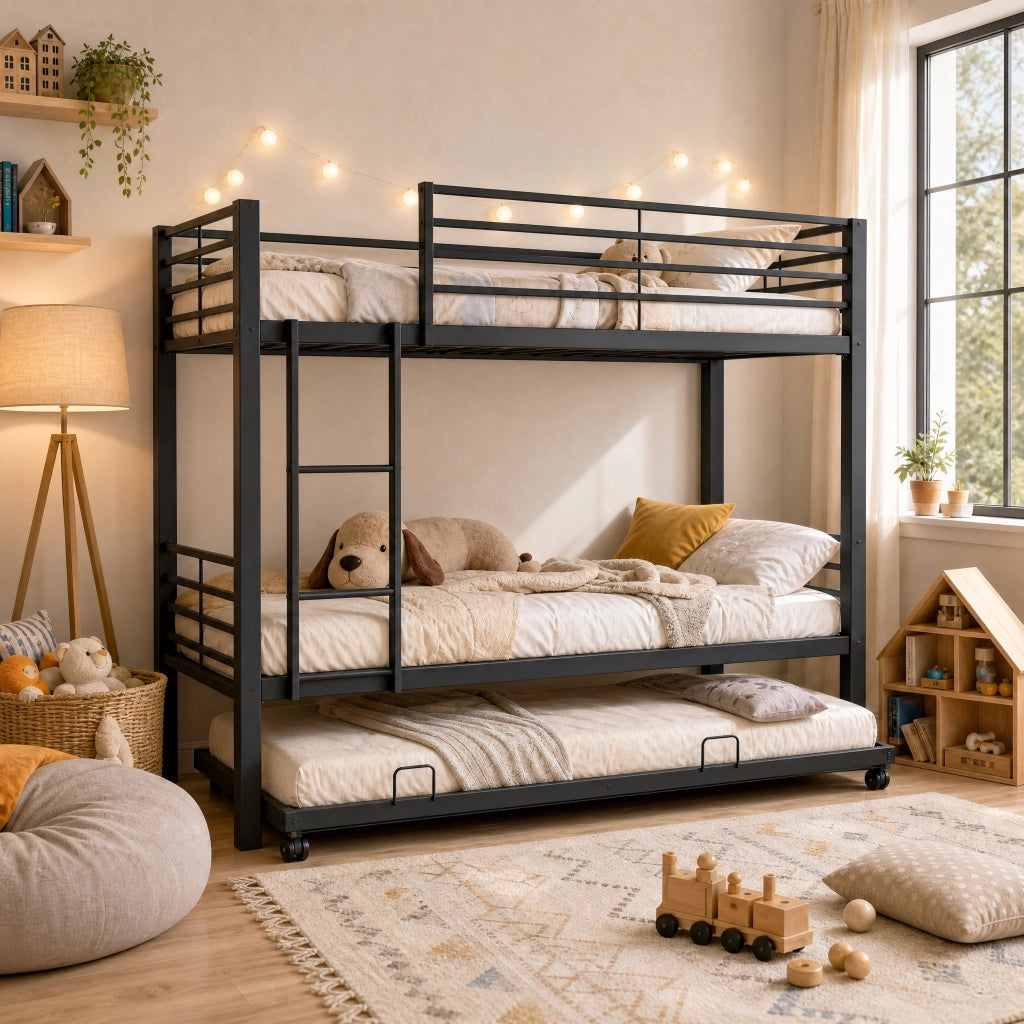 letto a castello metallo nero 90 x 200 cm