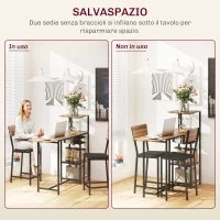 Set Bancone Bar Pieghevole e 2 Sgabelli Alti con Schienale, Portavini e Portacalici, Marrone