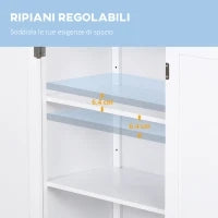 kleankin Mobiletto da Bagno Salvaspazio, Armadietto da Bagno Multiuso con Armadietto 2 Ripiani 2 Ante Maniglie in MDF 60 x 30 x 80cm Bianco