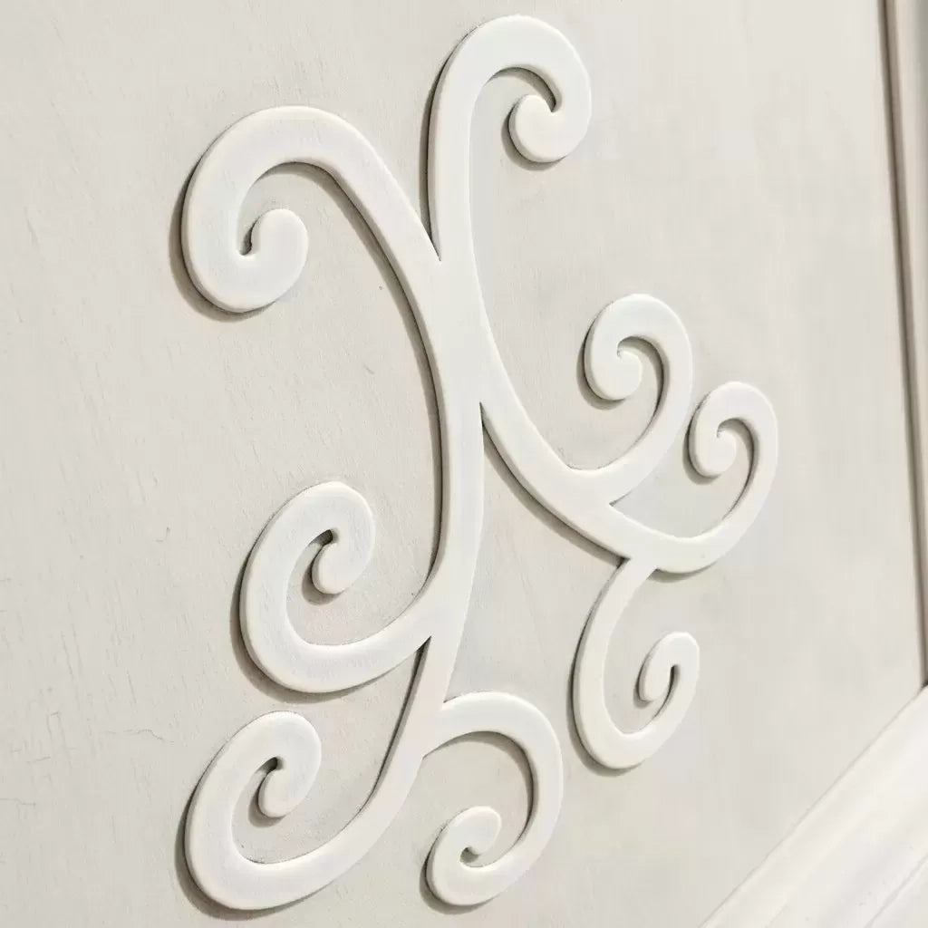 Credenza classica 3 porte 2 cassetti legno bianco anticato rilievo 196x50x110 - Mobili 2G