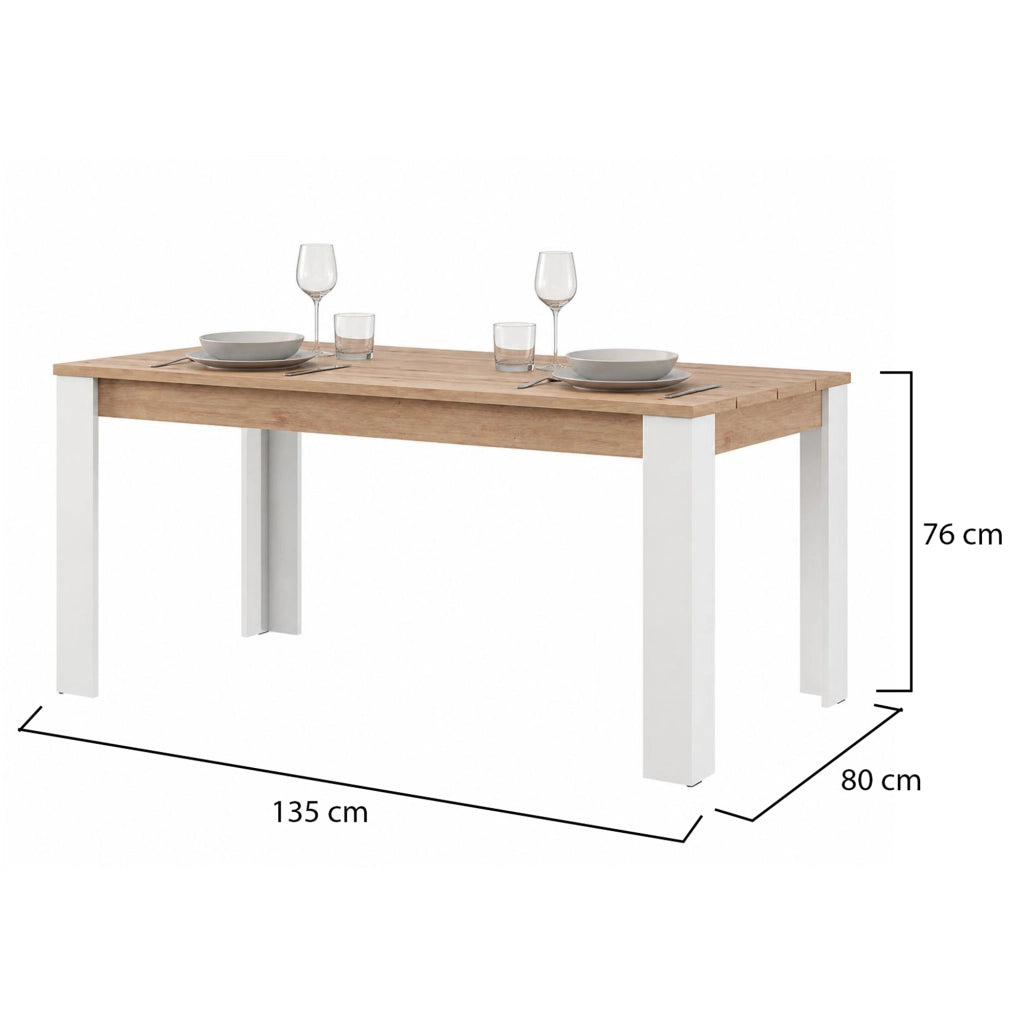Luarca, Tavolo Fisso 6 Posti, 135x80x76h cm Marrone Rovere Nodi
