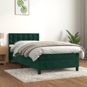 Giroletto a Molle con Materasso Verde Scuro 80x200 cm Vellutocod mxl 99685