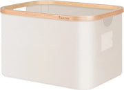 Cestino da Stiro con Maniglie Bordo in Bamboo Pieghevole Cestino in Tessuto per Abbigliamento Giochi 32L Beige