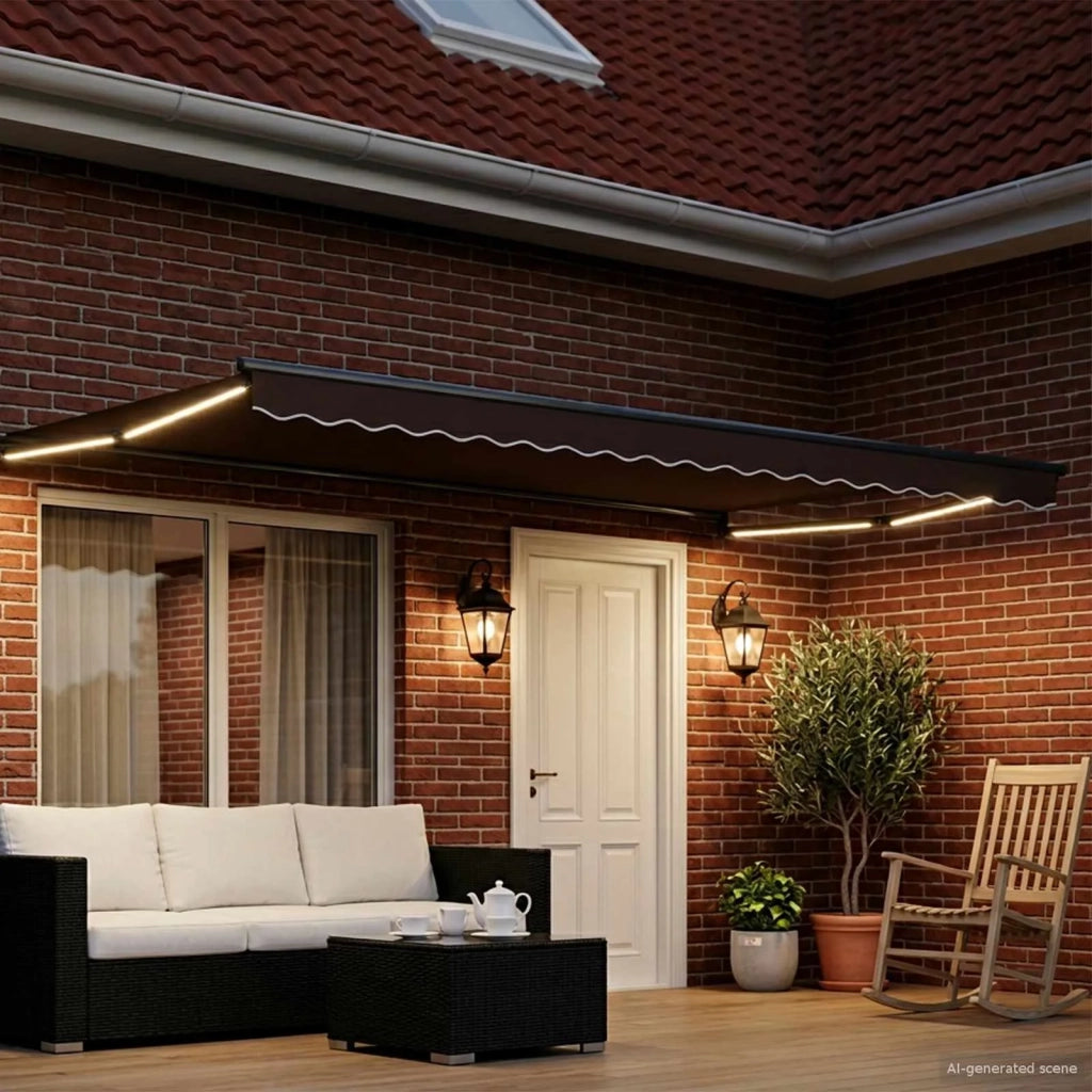 Tenda da Sole | Tenda retrattile manuale con LED Marrone e Antracite 4 ¡Á 3 m