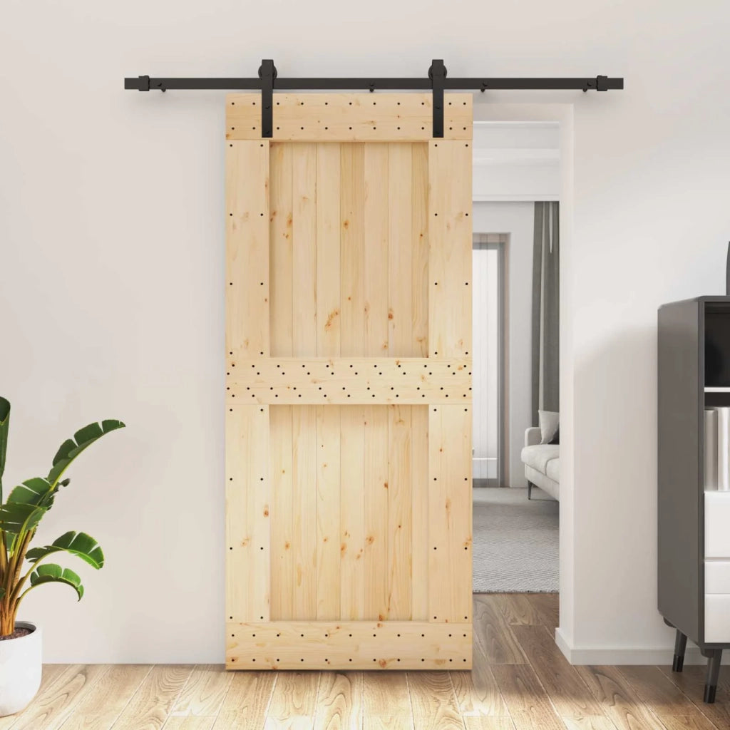 Porta scorrevole Naturale e Nero 90 x 210 cm 3444903