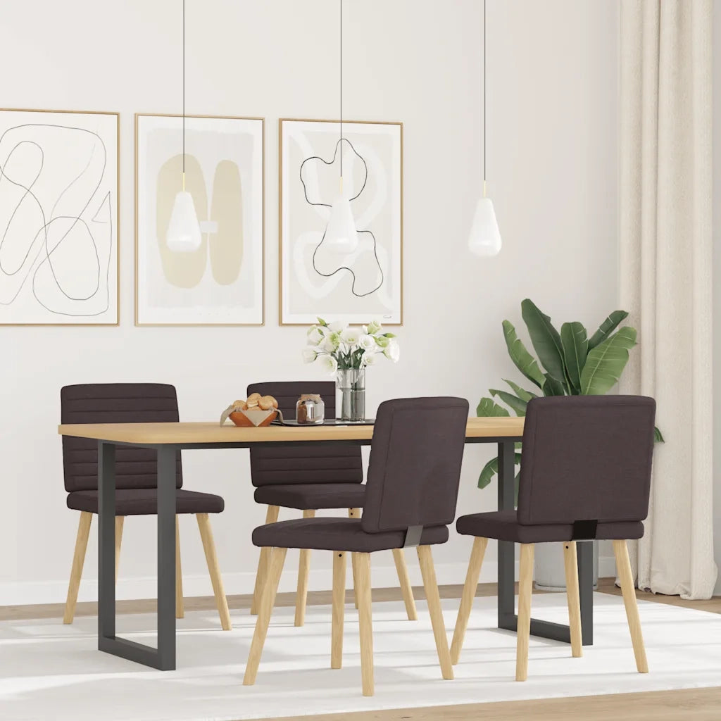 Sedie da Pranzo 4 pz Marrone Scuro in Tessuto 3315278