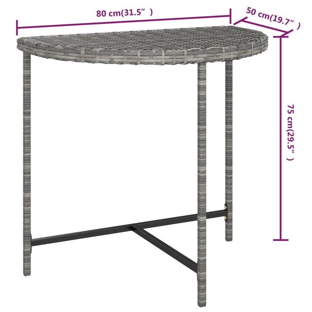 Tavolo da Giardino Grigio 80x50x75 cm in Polyrattan 316655