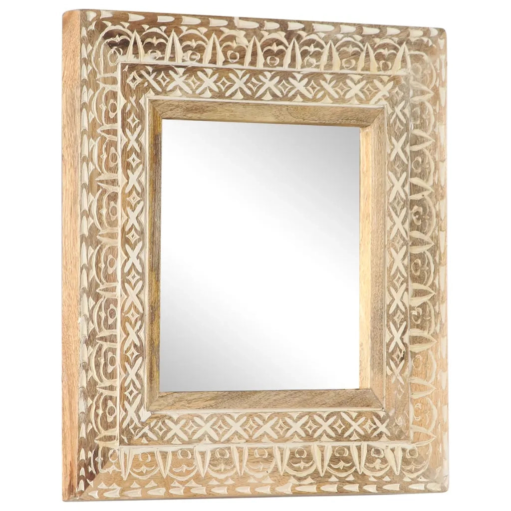 Specchio Intagliato a Mano 50x50x2,6 cm in Massello di Mango cod mxl 54782