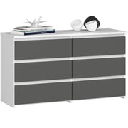 Cassettiera CL100 compatta AKORD Bianca 100 cm 6 cassetti inserto frontale Grigio Grafite 100x35x57 cm