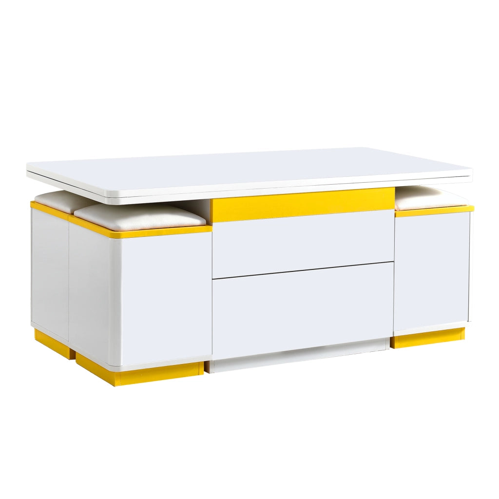Tavolino da Caff¨¨ Allungabile e Pieghevole ¨C Xylo ¨C Bianco Lucido 100x50x43 cm