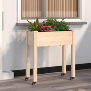 Fioriera con Ruote e Fodera-Vaso con Mensola 71x37x80 cm Legno Massello di Abete