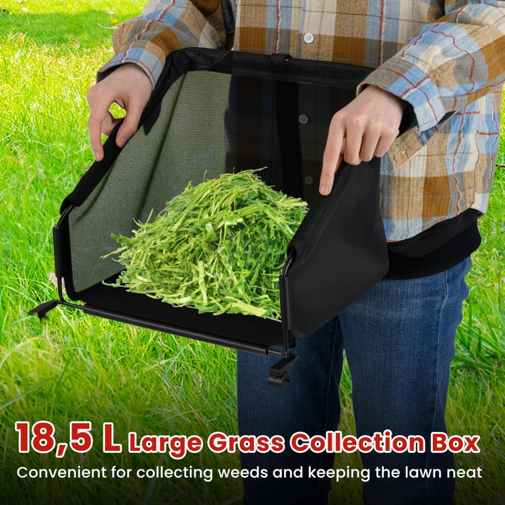 Tosaerba manuale a cilindro, tosaerba con larghezza di taglio di 30 cm, vassoio di raccolta 18,5 l, altezza di taglio regolabile a 4 livelli 15-40 mm, 5 lame in metallo