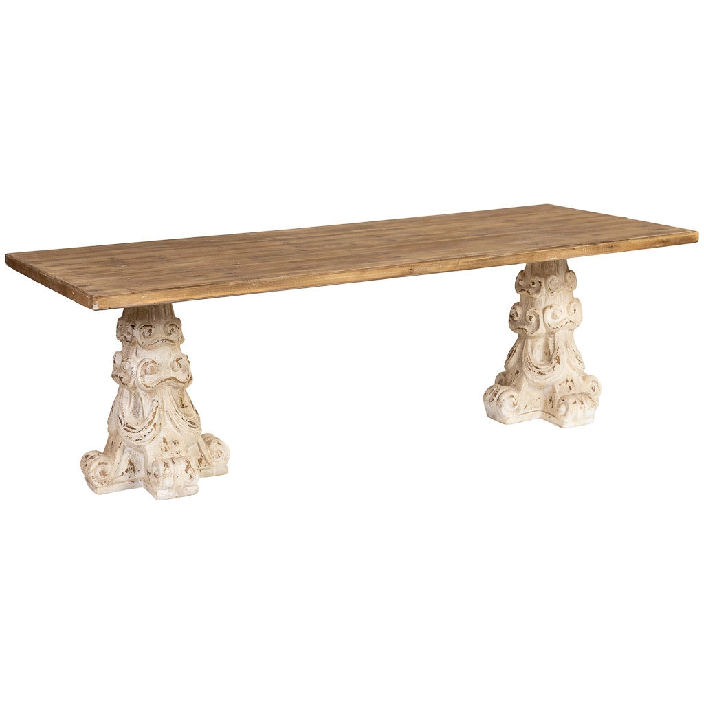 Tavolo in legno e magnesio marrone e bianco 240x95x78h cm
