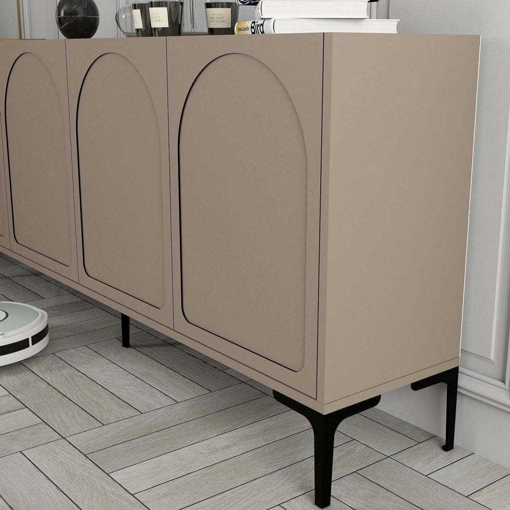 Madia Torno, Credenza 2 Ripiani, 180x35x79h cm Grigio Tortora