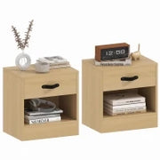 Set di 2 Comodini con Cassetto e Scomparto Aperto per Salotto 39x28x41 cm Naturale