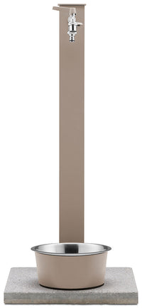 Fontana a Colonna Rubinetto Doppio in Ottone con Base e Vaschetta Abbeveratoio Belfer 42/REX-R Tortora