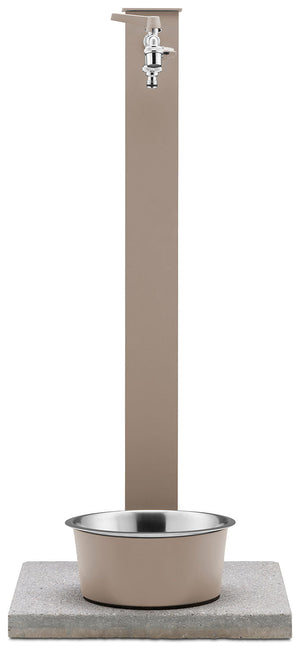 Fontana a Colonna Rubinetto Doppio in Ottone con Base e Vaschetta Abbeveratoio Belfer 42/REX-R Tortora