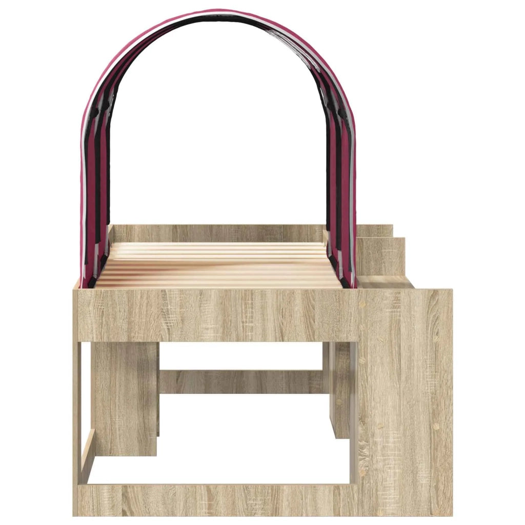 Letto con Tunnel con lo scaffale 3 pz Rovere Sonoma e Rosso 3423507