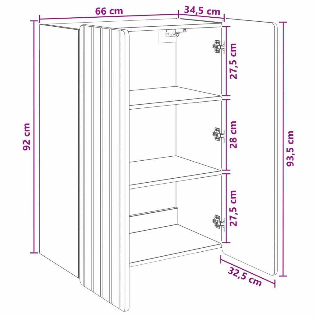 Mobiletto a muro Rovere Sonoma 66 x 34,5 x 92 cm 898227
