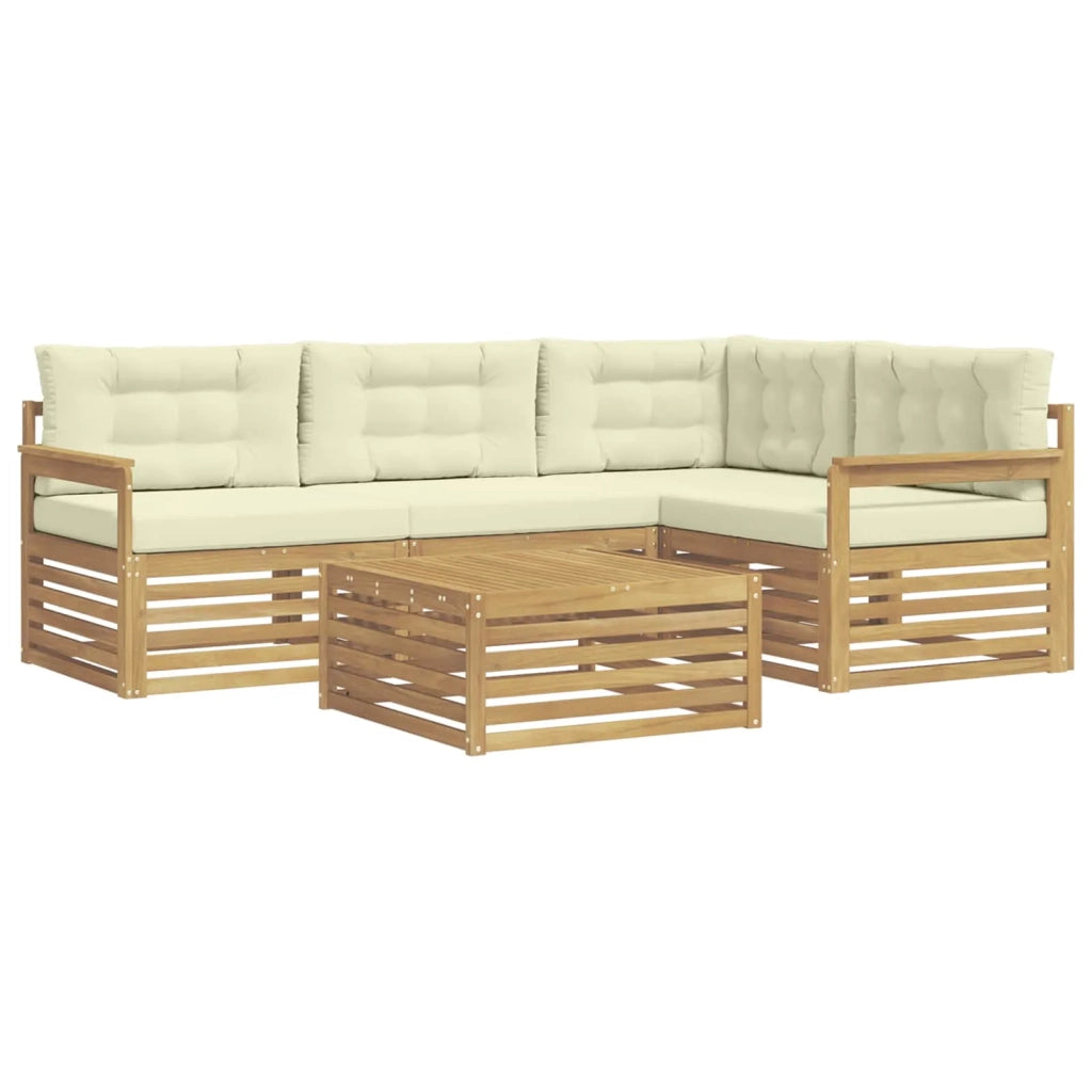 Set di divani da esterno 6 pz Bianco e Crema Poliestere 3390430