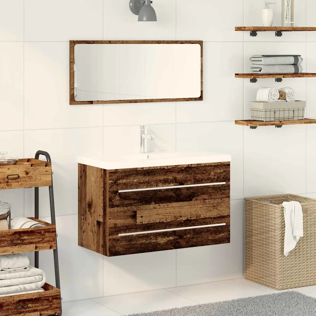 vidaXL Armadio per Lavabo da Bagno Legno vecchio 80 x 38.5 x 48 cm