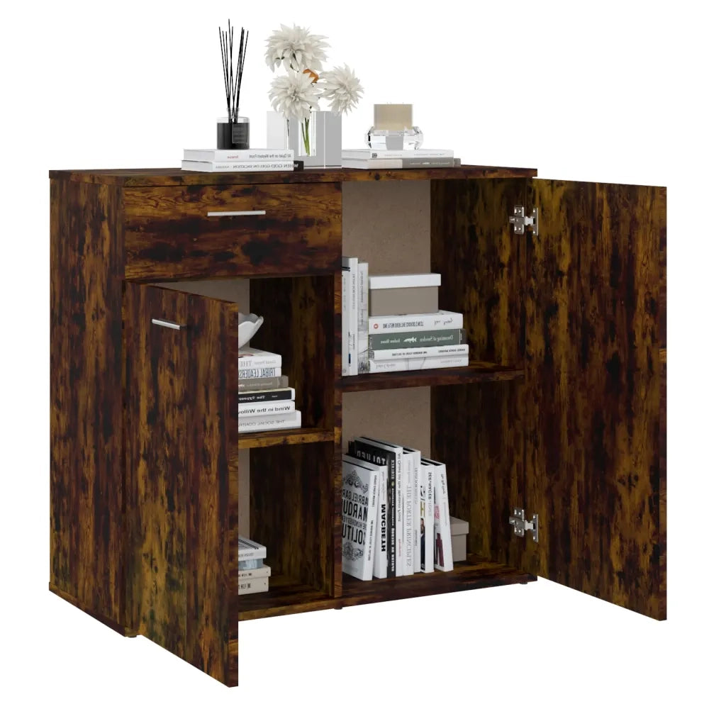 Credenza | Madia | Buffet da pranzo | Armadio da pranzo Rovere Fumo 80x36x75 cm in Legno Multistrato